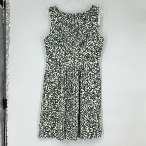 NWT LANDS END Dress Large Green White Floral Sleeveless Fit & Flare Garden Girl - Picture 5 of 16